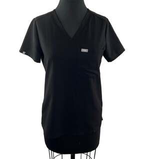 FIGS Catarina One Pocket Scrub Top Black V-Neck Short Sleeve Workwear Size XS